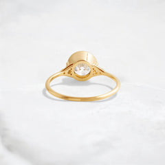 Handmade 2.07 ct Round Cut Moissanite Engagement Ring And Closed Basket With Two Tab Prongs