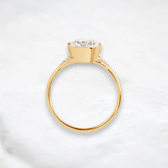 Handmade 2.07 ct Round Cut Moissanite Engagement Ring And Closed Basket With Two Tab Prongs