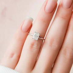 1.50CT Radiant Cut Moissanite Unique Hidden Halo Engagement Ring
