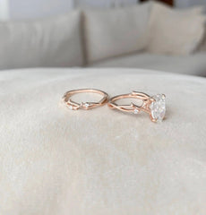 2.0CT Oval Cut Moissanite Twing Halo Bridal Engagement Ring Set