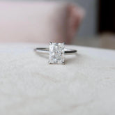 3.0CT Radiant Cut Hidden Halo Moissanite Diamond Solitaire Engagement Ring