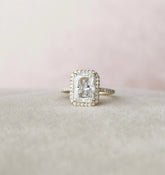Radiant Cut Halo 3.50CT Lab-Grown Diamond Engagement Yellow Gold Ring