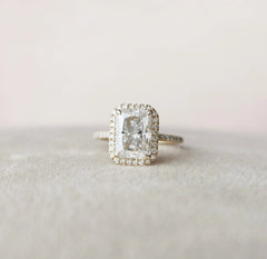 3.50CT Radiant Cut Halo Moissanite Engagement Ring