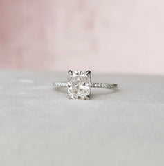2.50CT Elongated Cushion Cut Hidden Halo Moissanite Engagement Ring