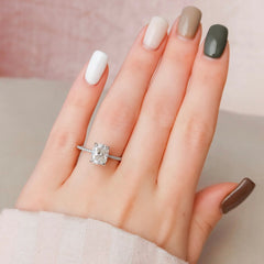 2.50CT Elongated Cushion Cut Hidden Halo Moissanite Engagement Ring