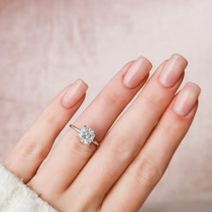 2.0CT Cushion Cut Hidden Halo Moissanite Engagement Ring