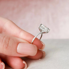 6.0CT Elongated Cushion Cut Moissanite Hidden Halo Engagement Ring