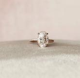 Oval Cut Hidden Halo 3.50CT Lab-Grown Diamond Engagement Rose Gold Ring