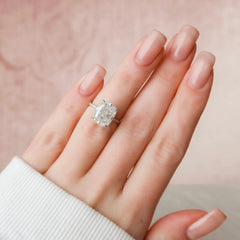 6.0CT Elongated Cushion Cut Moissanite Hidden Halo Engagement Ring