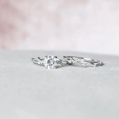 1.0CT Round Cut Nature Inspired Moissanite Engagement Ring