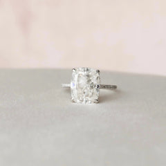 6.0CT Elongated Cushion Cut Moissanite Hidden Halo Engagement Ring