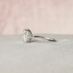 6.0CT Elongated Cushion Cut Moissanite Hidden Halo Engagement Ring