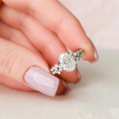 2.0CT Oval Cut Moissanite Halo Bridal Engagement Ring Set