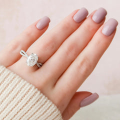 3.0CT Oval Cut Split Shank Moissanite Diamond Hidden Halo Engagement Ring