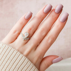 1.50CT Pear Cut Moissanite Chevron Vintage Engagement Ring