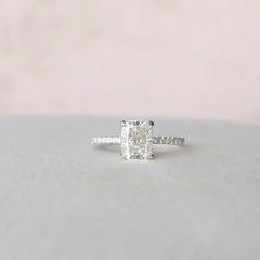 1.50CT Elongated Cushion Cut Moissanite Hidden Halo Engagement Ring