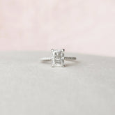 Radiant Cut Hidden Halo 2.0CT Lab Diamond Pave Engagement Gold Ring