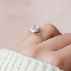 3.50CT Radiant Cut Hidden Halo Moissanite Engagement Ring