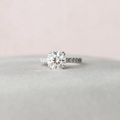 2.0CT Round Cut Moissanite Hidden Halo Engagement Ring