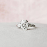 Oval Cut Three Stone 3.5CT Lab-Grown Diamond Cathedral Engagement Ring