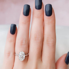 3.50CT Oval Cut Hidden Halo Moissanite Cathedral Solitaire Engagement Ring