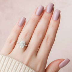 3.0CT Oval Cut Classic Hidden Halo Moissanite Engagement Ring