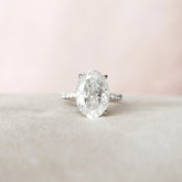 Oval Cut Pave 5.0CT Lab-Grown Stone Hidden Diamond Engagement Ring