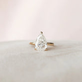 Pear Cut Solitaire 2.5CT Lab-Grown Diamond Hidden Halo Engagement Ring