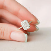 2.0CT Radiant Cut Halo Moissanite Diamond Pave Engagement Ring