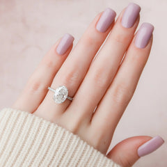 3.0CT Oval Cut Hidden Halo Unique Moissanite Engagement Ring