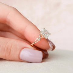 2.0CT Radiant Cut Nature Inspired Twisted Moissanite Engagement Ring