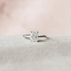 1.50CT Radiant Cut Moissanite Unique Hidden Halo Engagement Ring