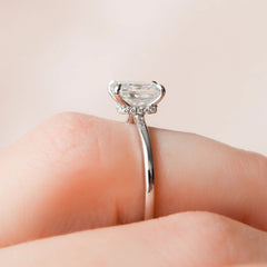 1.50CT Radiant Cut Moissanite Unique Hidden Halo Engagement Ring
