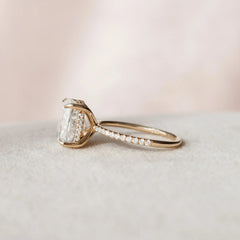 4.0CT Elongated Cushion Cut Moissanite Perfect Hidden Halo Engagement Ring