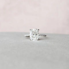 4.0CT Elongated Cushion Cut Moissanite Perfect Hidden Halo Engagement Ring