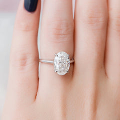 3.50CT Oval Cut Hidden Halo Moissanite Cathedral Solitaire Engagement Ring