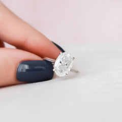 3.50CT Oval Cut Hidden Halo Moissanite Cathedral Solitaire Engagement Ring