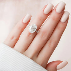 5.0CT Oval Cut Hidden Halo Moissanite Engagement Ring