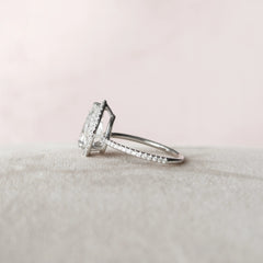 2.50CT Pear Cut Halo Moissanite Engagement Ring