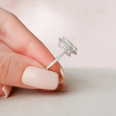 2.50CT Pear Cut Halo Moissanite Engagement Ring