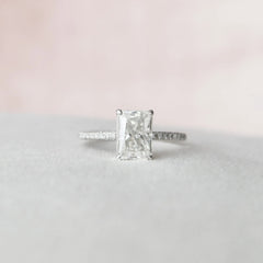2.0CT Radiant Cut Hidden Halo Moissanite Diamond Pave Engagement Ring