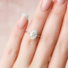 2.0CT Oval Cut Hidden Halo Moissanite Engagement Ring