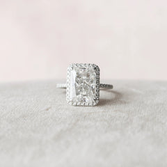 5.0CT Radiant Cut Halo Moissanite Engagement Ring