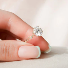 2.50CT Twig Round Moissanite Nature Inspired Branch Engagement Ring