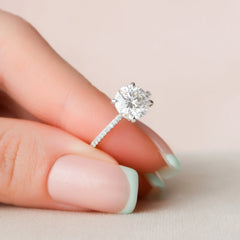 2.0CT Round Cut Moissanite Hidden Halo Engagement Ring