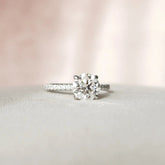 Round Cut Pave 2.0CT Lab-Grown Diamond Hidden Halo Engagement Ring