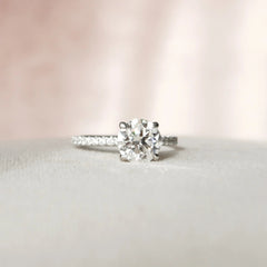 2.0CT Round Cut Moissanite Hidden Halo Engagement Ring