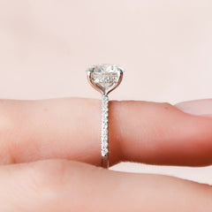 2.0CT Round Cut Moissanite Hidden Halo Engagement Ring