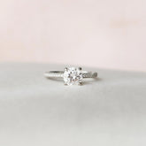 Round Cut 1.50CT Lab-Grown Three Side Diamond Pave Engagement Ring