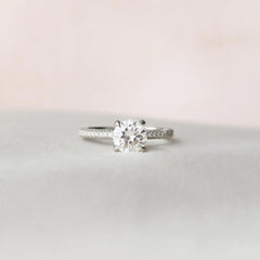 1.50CT Round Cut Moissanite 3 Side Pave Engagement Ring